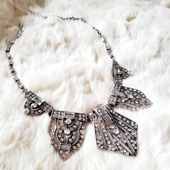 Art Deco Gatsby Vintage Statement Necklace silver - Picture 1 of 3